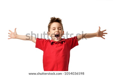 Similar – Image, Stock Photo happy kid spreading hands up,background blur