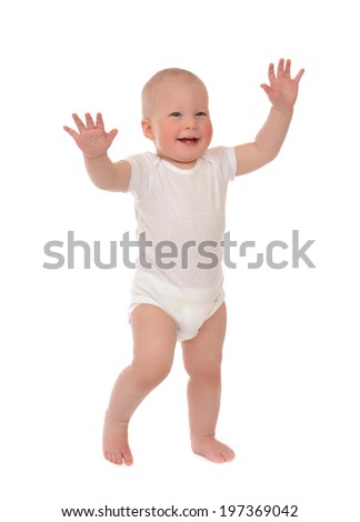 Similar – Image, Stock Photo Young toddler standing up looking at a fabric children’s book; eclectic decor with house plants