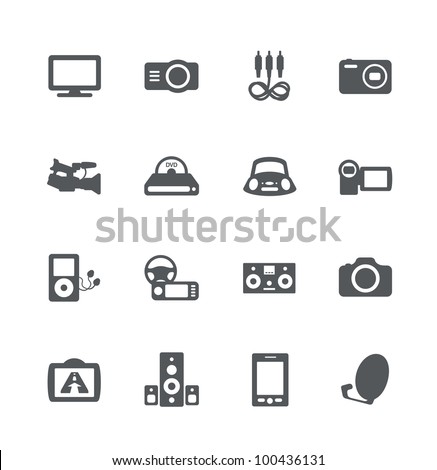 Electronics simple minimalistic icons set