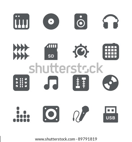 DJ Equipment minimalistic icons set