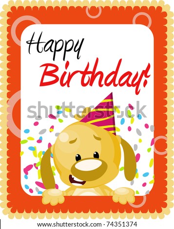 Cute Doggy Birthday Greeting Card Stock Photo 74351374 : Shutterstock