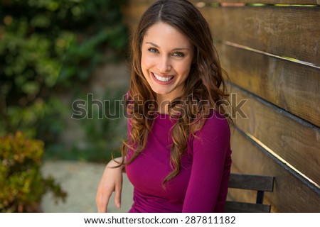 Attractive single woman with white teeth and perfect skin with a beautiful smile