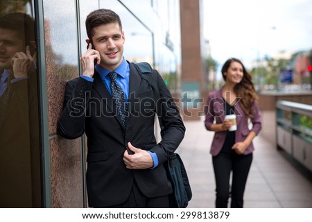 Busy fast paced job worker networking on call cellphone business leader independent