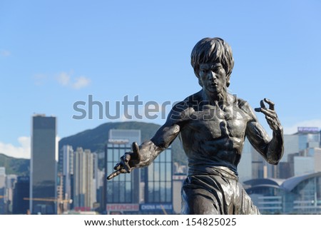 HONG KONG, CHINA - SEPTEMBER 19: Bruce Lee statue at the Avenue of Stars on September, 19, 2013, Hong Kong, China.