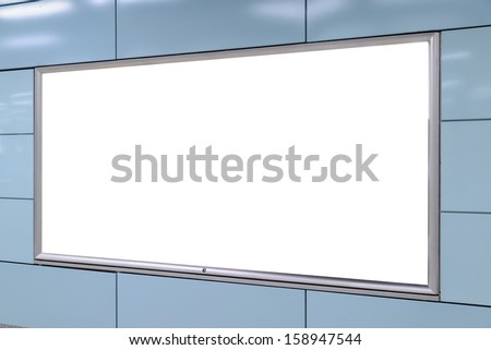 One big horizontal / landscape orientation blank billboard in public transport