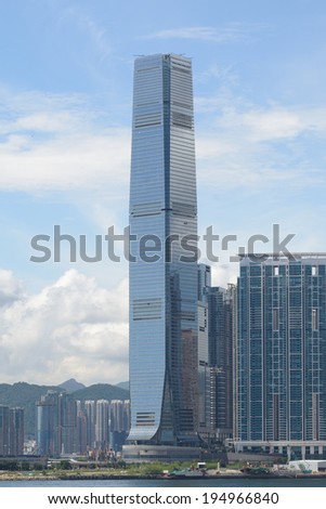 HONG KONG - MAY 25: The International Commerce Centre on May 25, 2014 in Hong Kong. ICC is a commercial space luxury residential development, modern retail and two 6-star hotels in a single location.