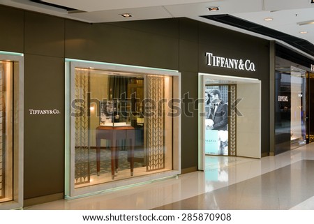 HONG KONG - MAY 5: Tiffany & Co store on May 5, 2015 in Hong Kong. The jewelry company founded in 1837 is among most recognized luxury brands in the world.