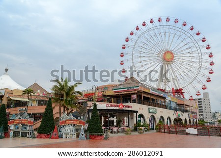 OKINAWA- MAY 8: American Village on MAY 8, 2015 in Okinawa, Japan. American Village originally intended for the U.S. military base near the families of soldiers, has now become a commercial area.