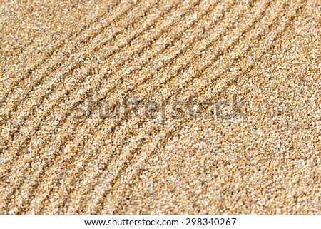 Close up of sand zen garden