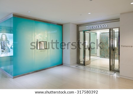 HONG KONG - MAY 5: Tiffany & Co store on May 5, 2015 in Hong Kong. The jewelry company founded in 1837 is among most recognized luxury brands in the world.
