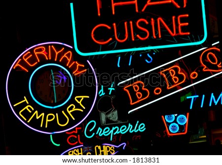 International Food Court Neon Signs