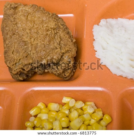 crispy golden chicken mashed potatoes and corn ready to eat