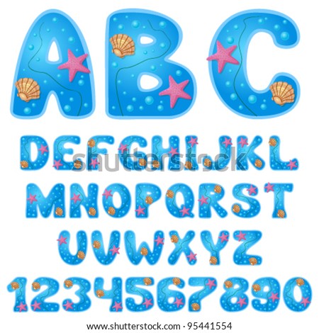 Vector sea font with digits