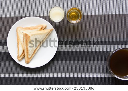 Homemade breakfast on pattern table mat