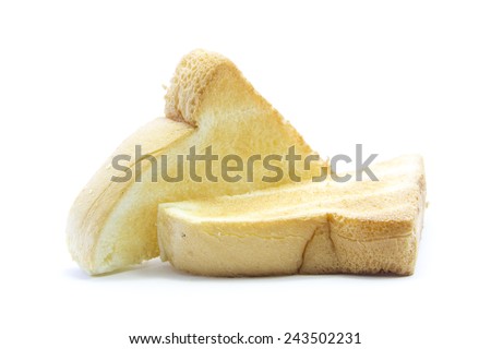 Toast white bread fresh sandwich gold edge raw on white background
