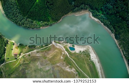 Similar – Image, Stock Photo Aerial view of Danube river near Visegrad in Hungary