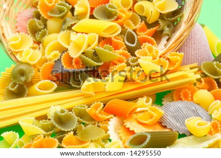 assorted colorful uncooked pasta