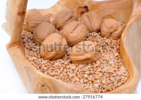 wheat seeds and walnuts