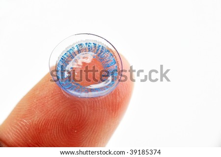 color contact lens on finger