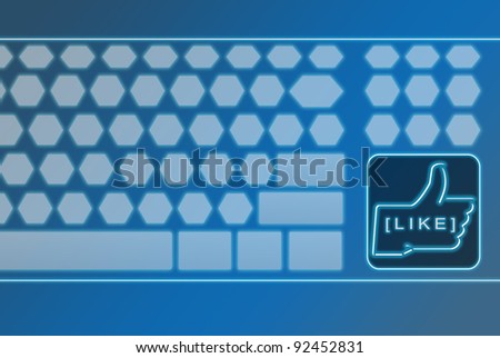 Virtual futuristic keyboard with LIKE button, can be use for various social media concept