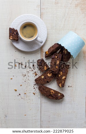 Biscuit with coffee vertical
