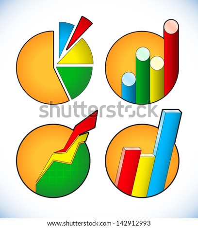 Set of business diagram icons with pies and columns