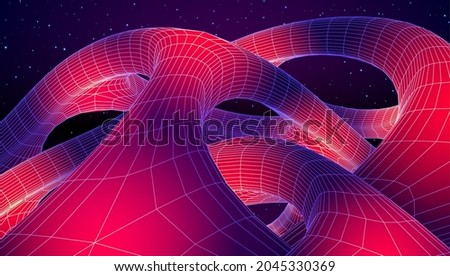 Abstract technology background with connected cells and lightened cores. Biotechnology and science frontier concept