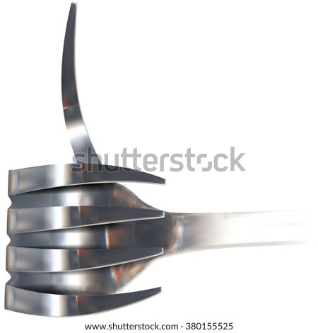 Metallic fork showing thumbs up ok sign