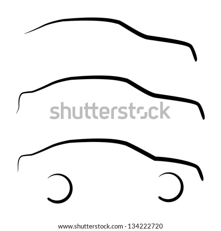 Set of abstract car outline silhouettes