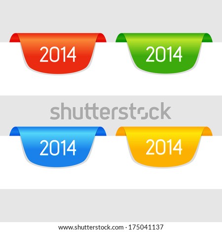 Set of clean color page year 2014 tags