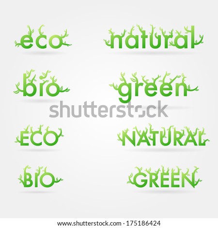 Set of clean ecology logo titles