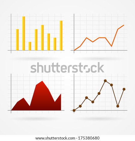 Set of clean infographics graphs in warm colors