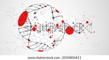 Abstract futuristic background for design works.
Science template, wallpaper or banner with a DNA molecules.