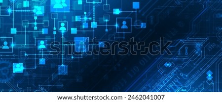 Abstract representation of a computer network and its users in the form of icons of people in squares. Vector illustration. Hand drawn.