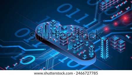 Cloud computing concept. Abstract connection technology background. Hand drawn vector.