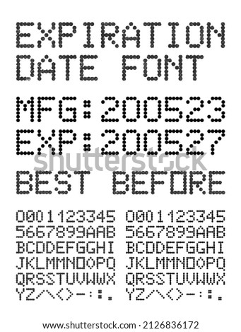 Vector illustration of the expiration date alphabet and numbers in clean and used versions