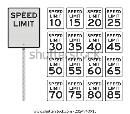 Image, Stock Photo speed limit traffic signal on the road