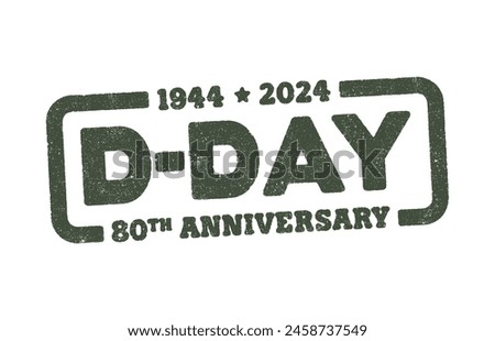 Vector illustration of the D-Day 80th Anniversary in green military ink stamp