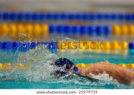 VIENNA, AUSTRIA - March 1: National indoor swimming championship: David Brandl places second in the men\'s 800m freestyle event March 1, 2009 in Vienna, Austria.