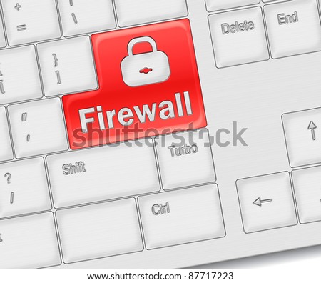 Firewall concept - computer keyboard with Firewall keypad