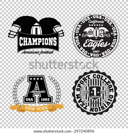 Sport athletic champions college baseball football logo emblem collection. Vector Graphics and typography t-shirt design for apparel. Isolated very easy to use.