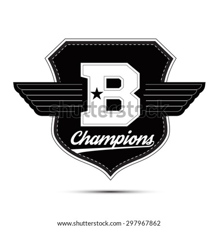Varsity college champions university division team sport label typography, t-shirt graphics for apparel