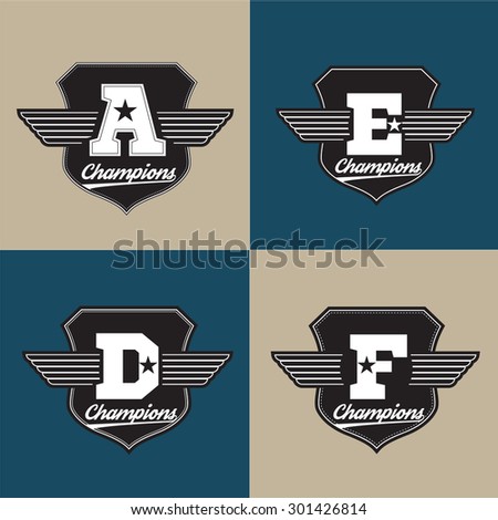 Sport athletic champions college varsity baseball logo emblem collection. Vector Graphics and typography t-shirt design for apparel. Isolated very easy to use.