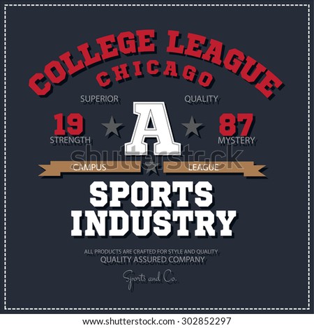 Sport athletic champions college league Chicago logo emblem. Vector Graphics and typography t-shirt design for apparel. Isolated very easy to use. 