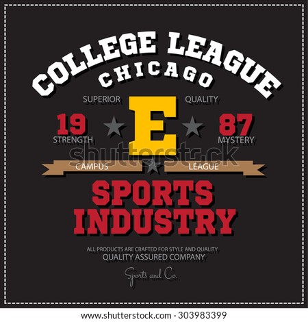 Sport athletic champions college league Chicago logo emblem. Vector Graphics and typography t-shirt design for apparel. Isolated very easy to use.