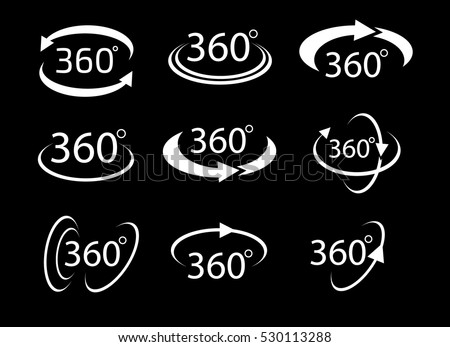 Collection of Angle 360 degrees sign icon, Geometry math symbol