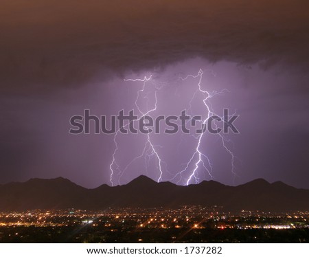 Lightning striking the mountains