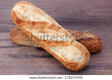 french bread baguette loaf on the table