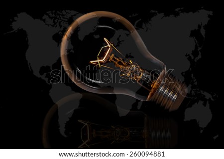 eco concept: light bulbs with map of world