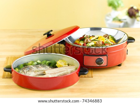 Multiple purpose electric pan for your food cooking an image isolated in the kitchen